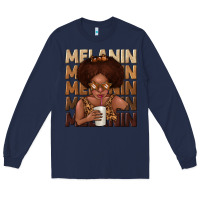 Navy melanin kid Long Sleeve Tee - texasbilliewilder