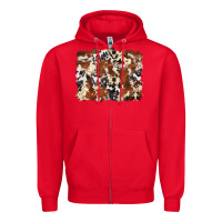 Red cowhide background Zipper Hoodie - Zillion Design Studio