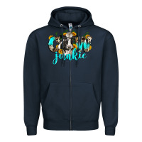Navy cow junkie Zipper Hoodie - Zillion Design Studio