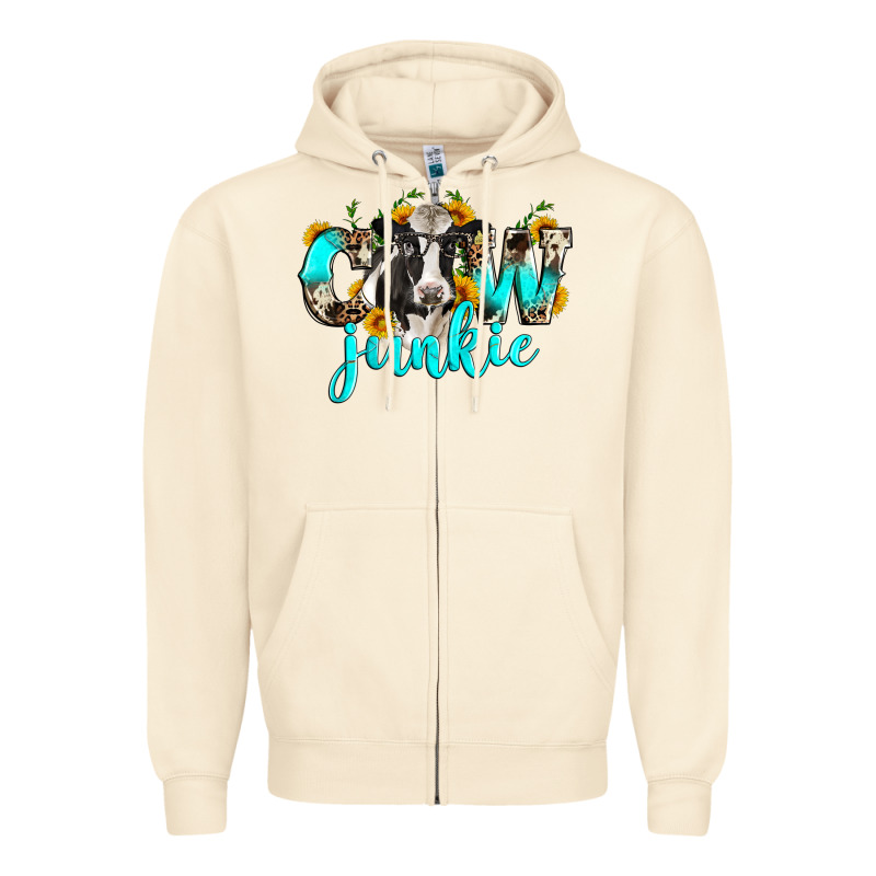 Cow Junkie Zipper Hoodie by Zillion Design Studio | Teevron