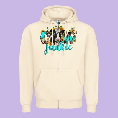 Cow Junkie Zipper Hoodie Designed By Zillion Design Studio