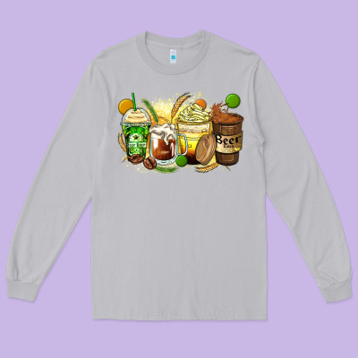 Beer Coffee Cups Long Sleeve Tee Designed By Zillion Design Studio