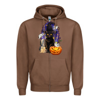 Chestnut Halloween Cat and Pumpkin Zipper Hoodie - texasbilliewilder