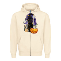 Sandshell Halloween Cat and Pumpkin Zipper Hoodie - texasbilliewilder