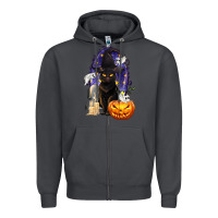 Smoke Halloween Cat and Pumpkin Zipper Hoodie - texasbilliewilder
