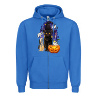 True Royal Halloween Cat and Pumpkin Zipper Hoodie - texasbilliewilder