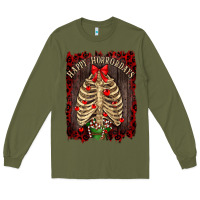 Army Green Happy Horrordays Long Sleeve Tee - RanaPortraitStore