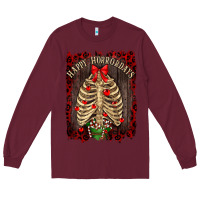 Burgundy Happy Horrordays Long Sleeve Tee - RanaPortraitStore