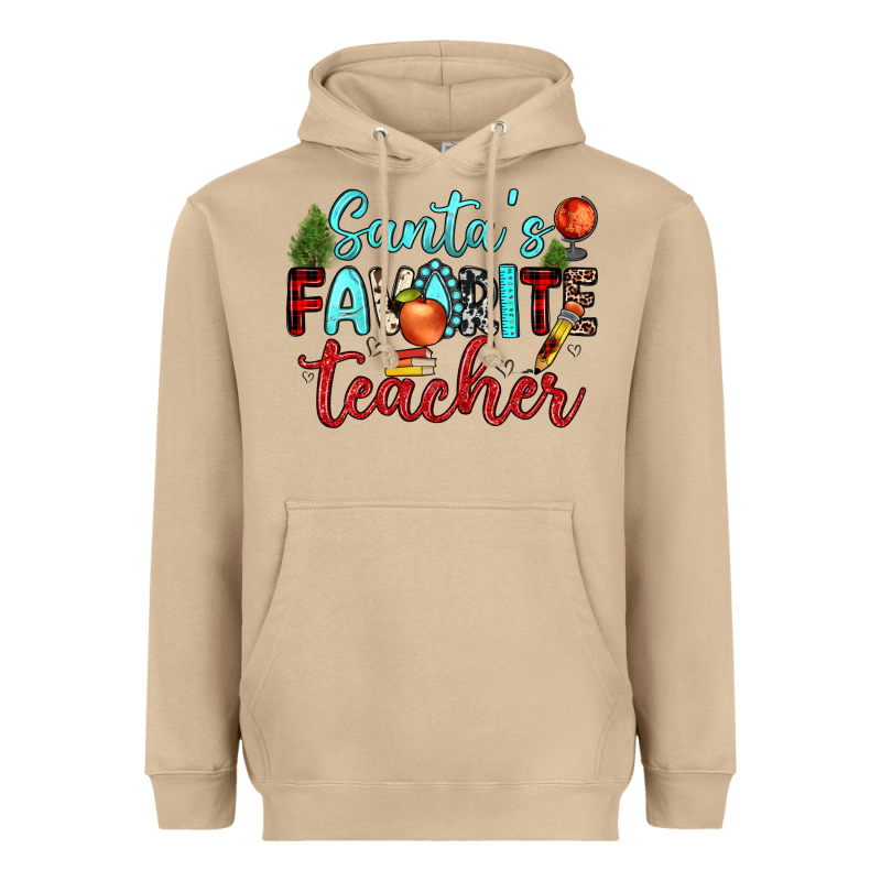 Santa S Favorite Teacher Heavyweight Hoodie by JahusDesignShop | Teevron
