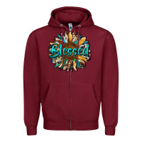 Burgundy blessed sunflower Zipper Hoodie - RanaPortraitStore