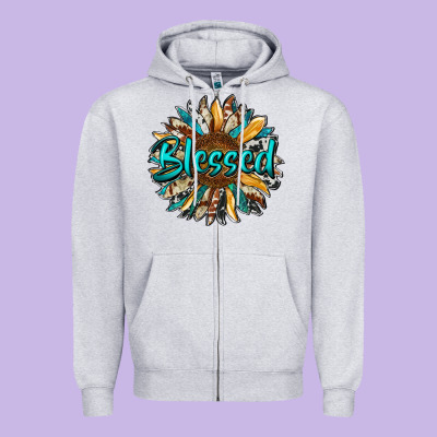 Blessed Sunflower Zipper Hoodie Designed By Ranaportraitstore