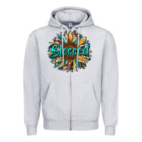 Heather Grey blessed sunflower Zipper Hoodie - RanaPortraitStore