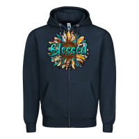 Navy blessed sunflower Zipper Hoodie - RanaPortraitStore
