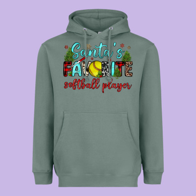 Santa S Favorite Softball Player Heavyweight Hoodie Designed By Jahusdesignshop