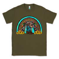 Army Green western cowboy boots sunflowers rainbow Classic Tee - RanaPortraitStore