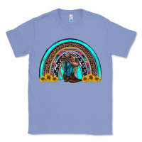 Colony Blue western cowboy boots sunflowers rainbow Classic Tee - RanaPortraitStore