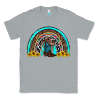 Heather Grey western cowboy boots sunflowers rainbow Classic Tee - RanaPortraitStore