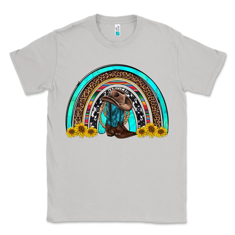 Western Cowboy Boots Sunflowers Rainbow Classic Tee by RanaPortraitStore | Teevron