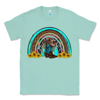 Seafoam western cowboy boots sunflowers rainbow Classic Tee - RanaPortraitStore