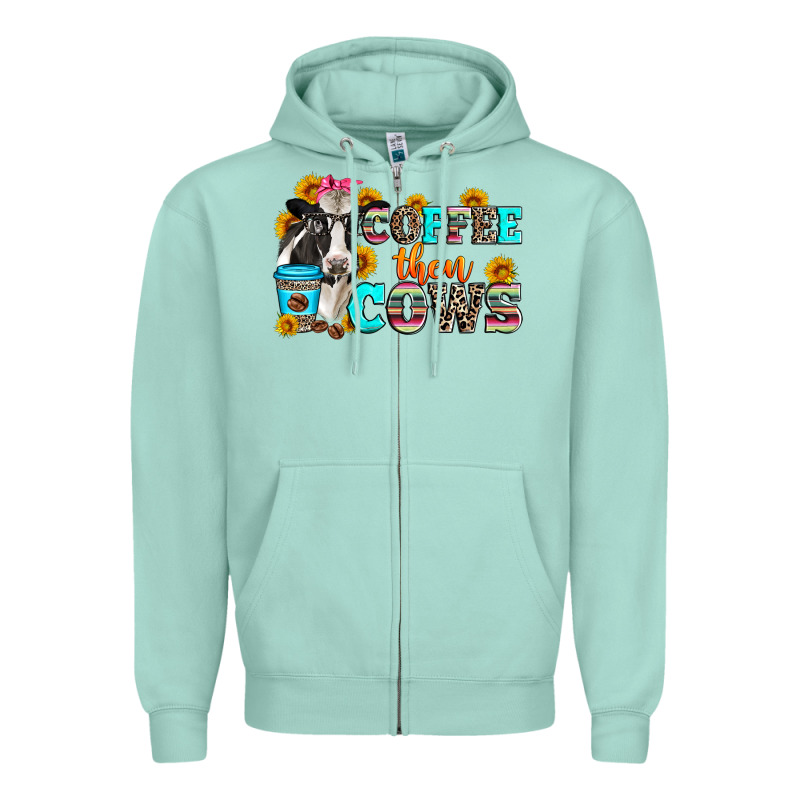 Coffee Then Cows Zipper Hoodie by Zillion Design Studio | Teevron