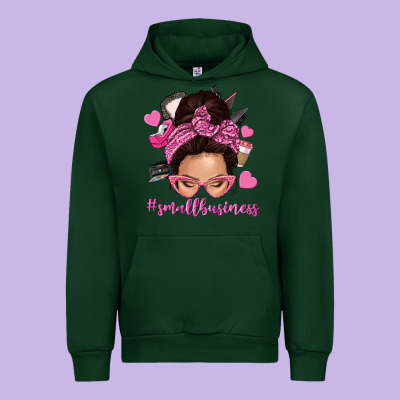 Small Business Messy Bun Urban Hoodie Designed By Nancycooperartshop