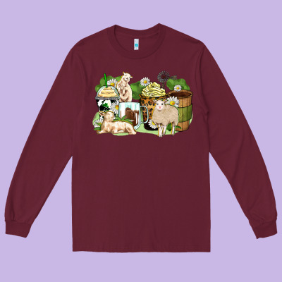 Sheep Coffee Cups Long Sleeve Tee Designed By Zillion Design Studio