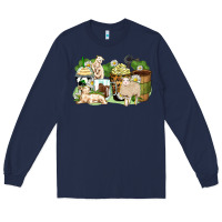 Navy sheep coffee cups Long Sleeve Tee - Zillion Design Studio