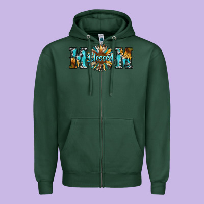 Blessed Mom Zipper Hoodie Designed By Ranaportraitstore