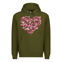 Army Green breast cancer awareness heart Premium Hoodie - MaliasSmallBusiness
