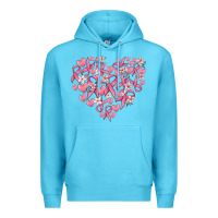 Ocean Blue breast cancer awareness heart Premium Hoodie - MaliasSmallBusiness