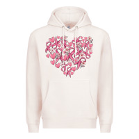 Pale Pink breast cancer awareness heart Premium Hoodie - MaliasSmallBusiness