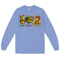 Colony Blue peace love juneteenth Long Sleeve Tee - texasbilliewilder