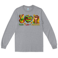 Heather Grey peace love juneteenth Long Sleeve Tee - texasbilliewilder