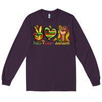 Plum peace love juneteenth Long Sleeve Tee - texasbilliewilder