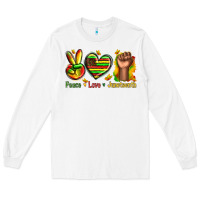 White peace love juneteenth Long Sleeve Tee - texasbilliewilder