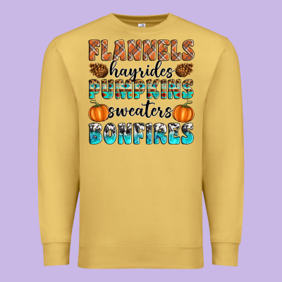 Flannels Hayrides Pumpkins Sweaters Bonfires Premium Sweatshirt Designed By Artiststas
