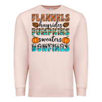 Pale Pink Flannels Hayrides Pumpkins Sweaters Bonfires Premium Sweatshirt - Artiststas