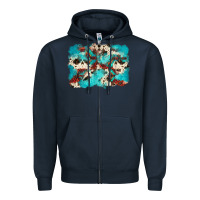 Navy aztec cowhide background Zipper Hoodie - Zillion Design Studio