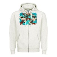 Oatmeal Heather aztec cowhide background Zipper Hoodie - Zillion Design Studio