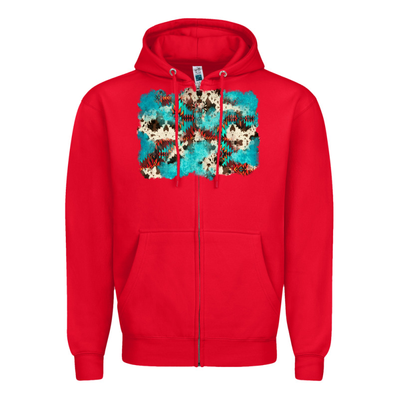 Aztec Cowhide Background Zipper Hoodie by Zillion Design Studio | Teevron