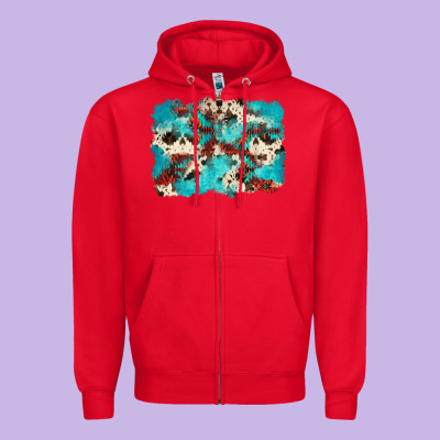 Aztec Cowhide Background Zipper Hoodie Designed By Zillion Design Studio