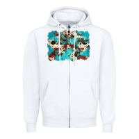 White aztec cowhide background Zipper Hoodie - Zillion Design Studio