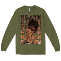 Army Green melanin melanin melanin with afro girl Long Sleeve Tee - texasbilliewilder