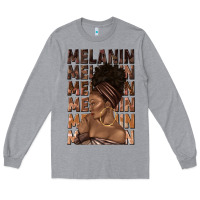 Heather Grey melanin melanin melanin with afro girl Long Sleeve Tee - texasbilliewilder