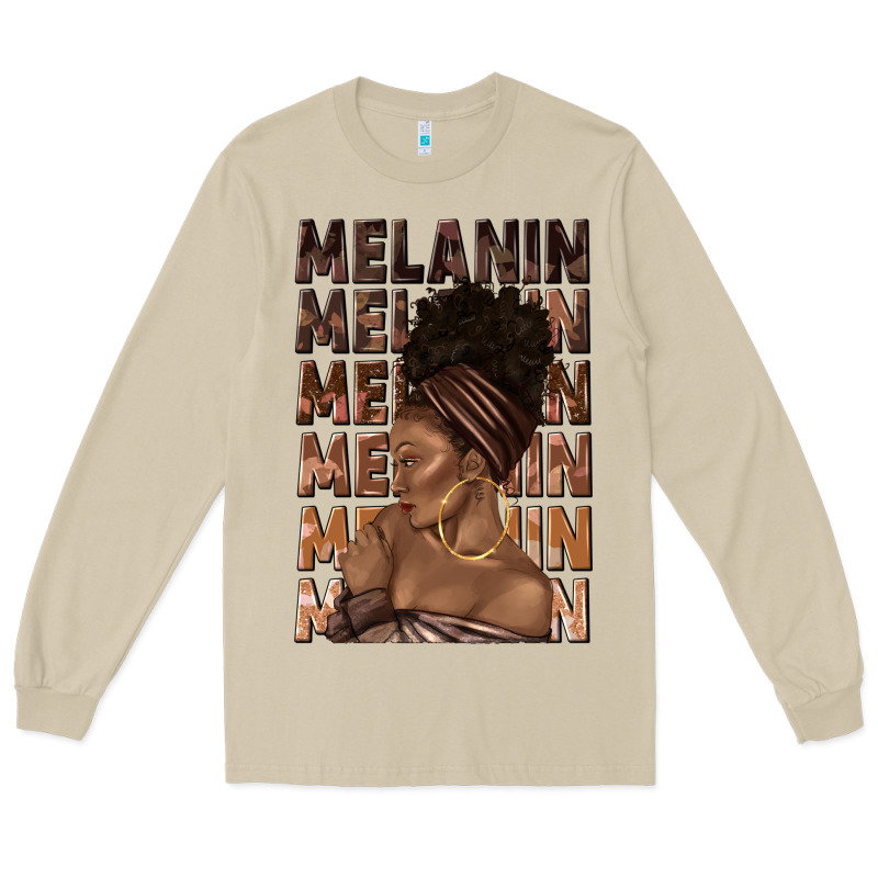 Melanin Melanin Melanin With Afro Girl Long Sleeve Tee by texasbilliewilder | Teevron