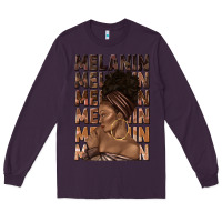 Plum melanin melanin melanin with afro girl Long Sleeve Tee - texasbilliewilder