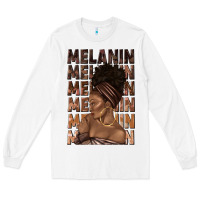 White melanin melanin melanin with afro girl Long Sleeve Tee - texasbilliewilder