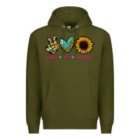 Army Green Peace Love Sunshine Premium Hoodie - RanaPortraitStore