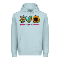 Blue Mist Peace Love Sunshine Premium Hoodie - RanaPortraitStore