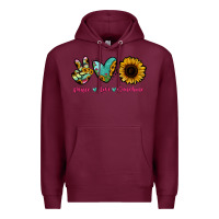 Burgundy Peace Love Sunshine Premium Hoodie - RanaPortraitStore